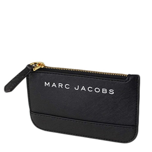 Marc Jacobs Branded Saffiano Coin Pouch In Black - Picture 2 of 5